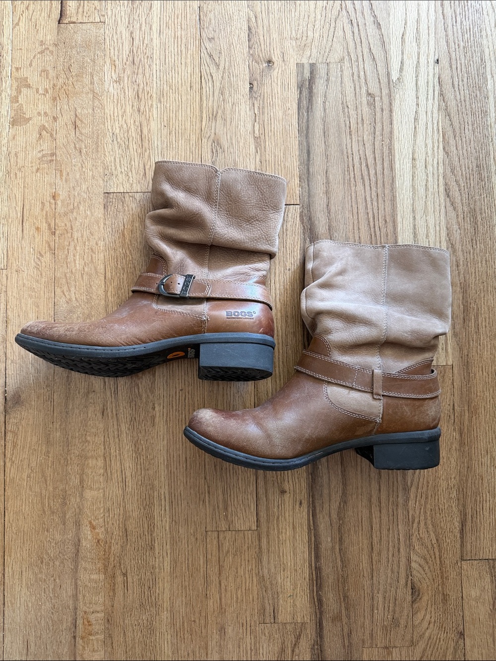 Bogs Carly Classic Mid Waterproof Cozy  Leather Slouch Boots Brown Size 9 EU 40